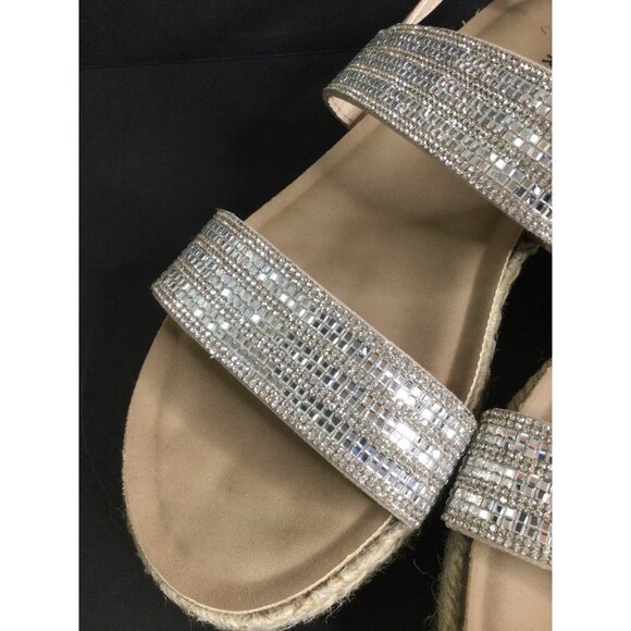Torrid Womens Espadrille Sandals Silver Sparkling Size 11 WW Cork Platform - Picture 2 of 11
